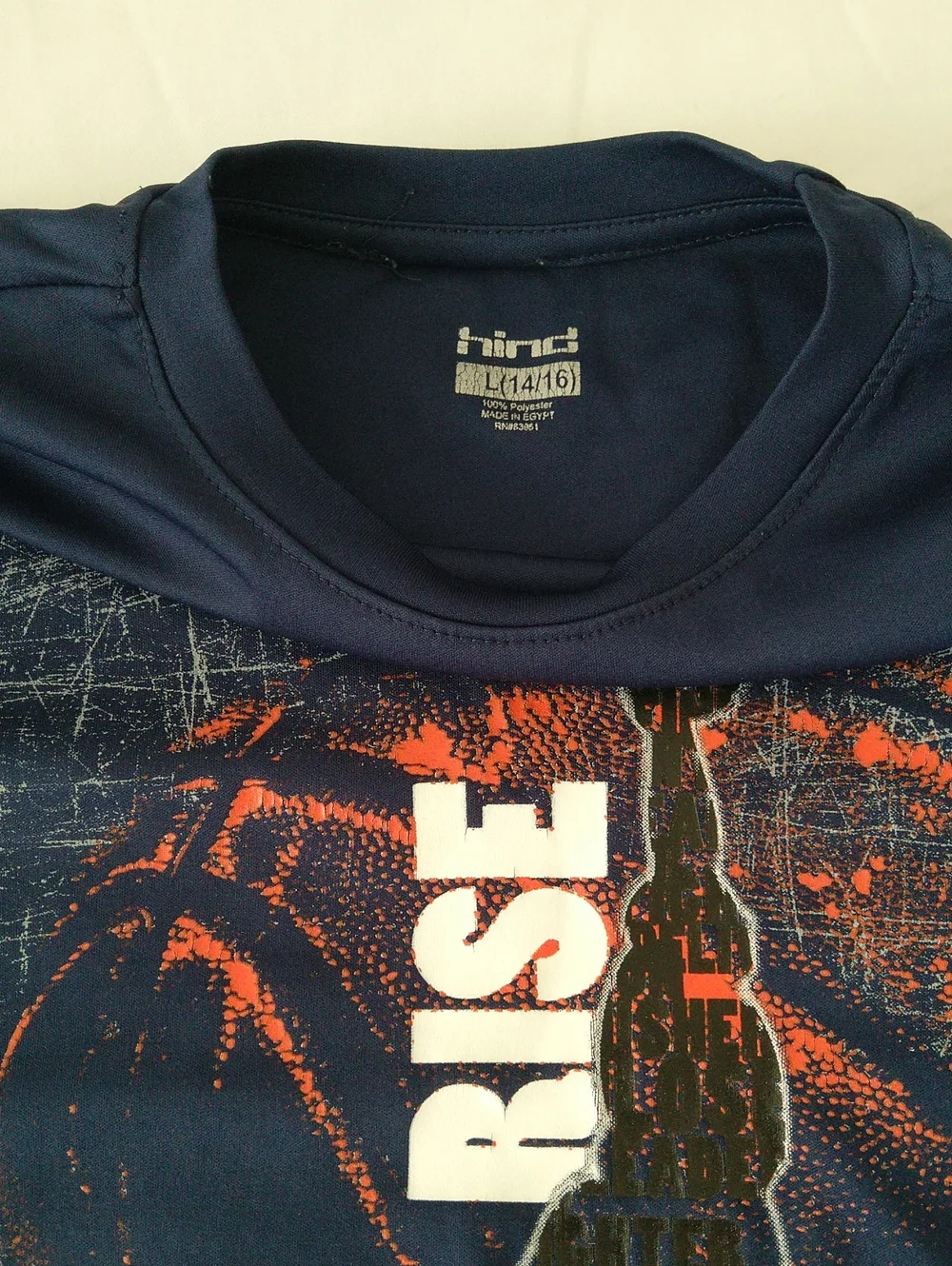 Hind Boys Navy And White Basketball Graphic Athletic Shirt Size L(14-16)